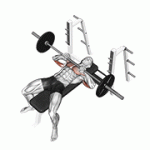 Fito App Barbell Lying Close Grip Press exercise demonstration with how-to guide and tips.