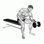 Fito App Dumbbell One Arm Revers Wrist Curl exercise demonstration with how-to guide and tips.