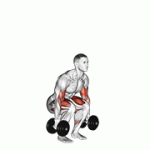 Fito App Dumbbell Biceps Curl Squat exercise demonstration with how-to guide and tips.