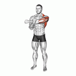 Fito App Across Chest Shoulder Stretch exercise demonstration with how-to guide and tips.