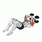 Fito App Dumbbell Lying Floor Skullcrusher exercise demonstration with how-to guide and tips.